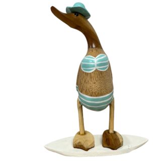 Bamboo root female duck on surfboard
